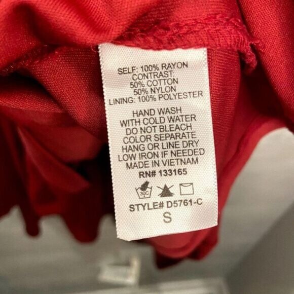 Alya Maroon Lace Short Sleeve Hi‎ Low Mid Dress Small - Picture 5 of 5